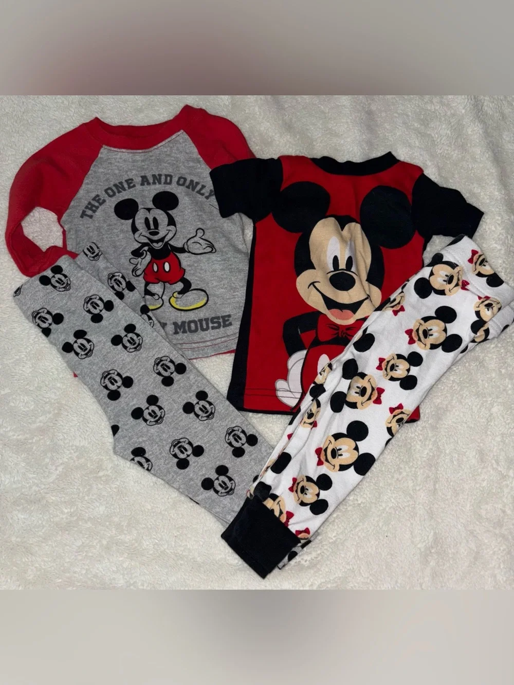 Disney Mickey Mouse Kids Two - 2-Piece Pajama Set - Red, Gray, Black, White